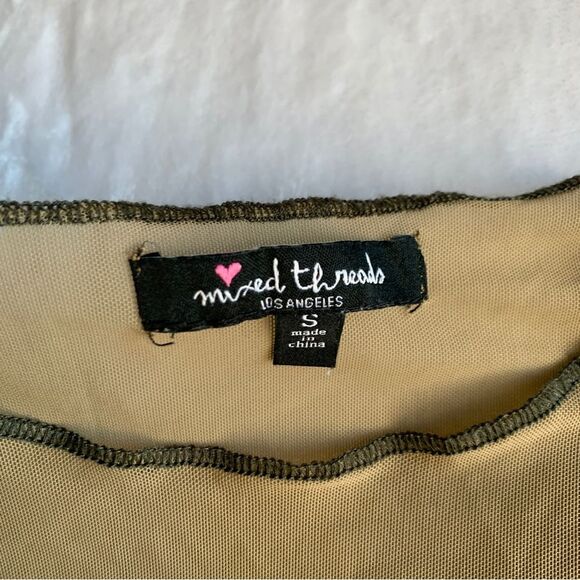 Mixed Threads Los Angeles Topstitched Brown Long Sleeve Colorblock Crop … - Picture 4 of 9